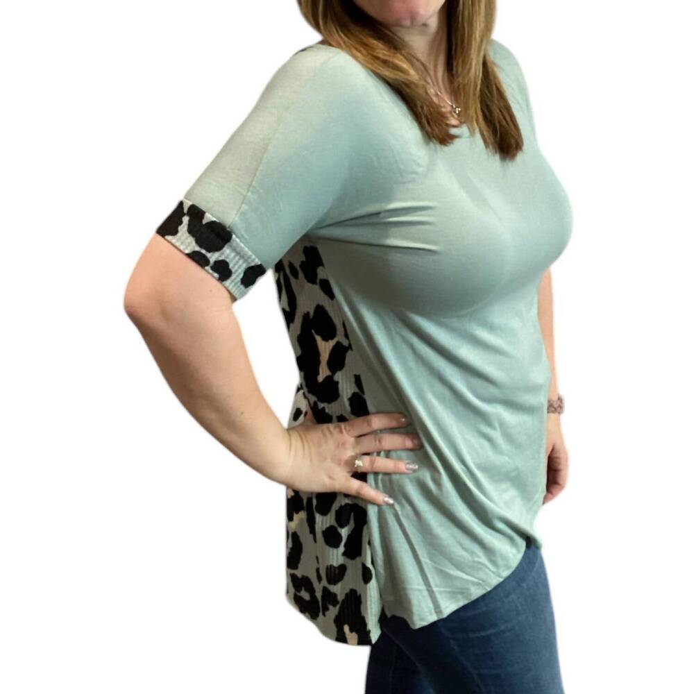 NEW NADIA leopard back top in sage green